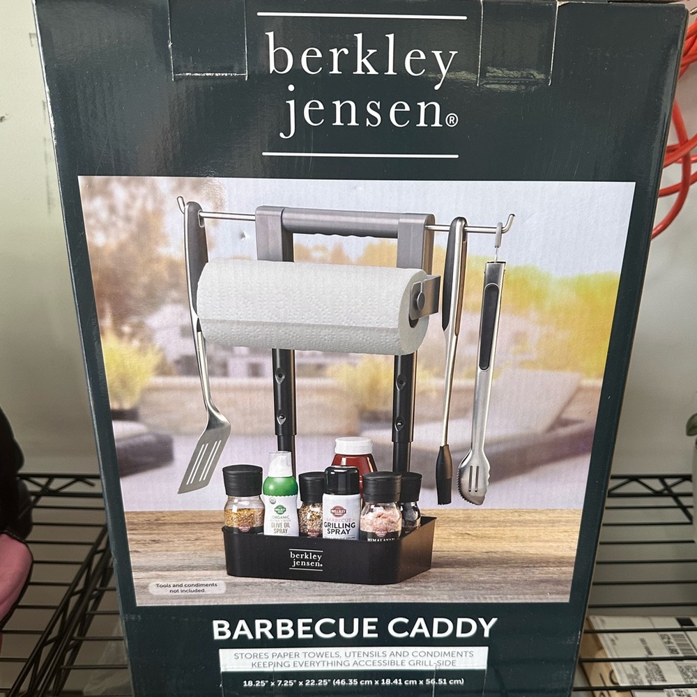 NEW Berkley Jensen Black Barbecue Caddy with Paper Towel Holder